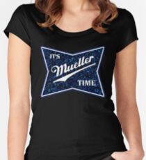 Mueller Time - Blauer Glitter Tailliertes Rundhals-Shirt