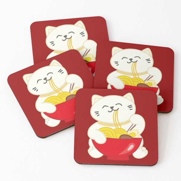 Item preview, Lucky cat eating Ramen designed and sold by ruepix.