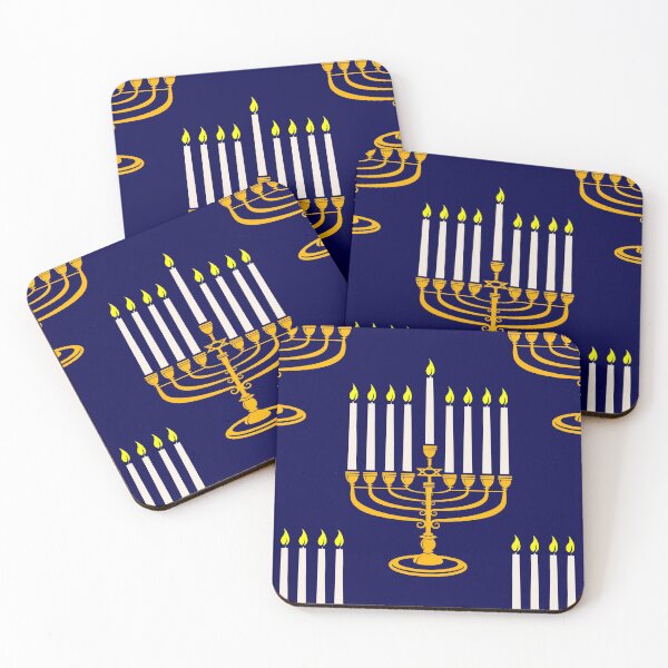 Item preview, blue menorahs hanukkah jewish print designed and sold by Gossip Rag.