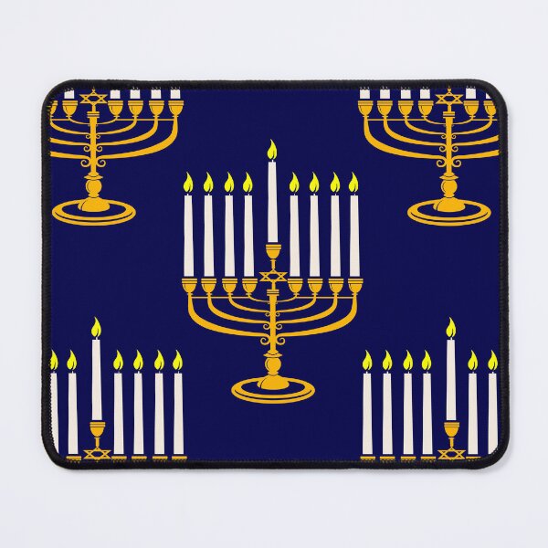 Item preview, blue menorahs hanukkah jewish print designed and sold by Gossip Rag.