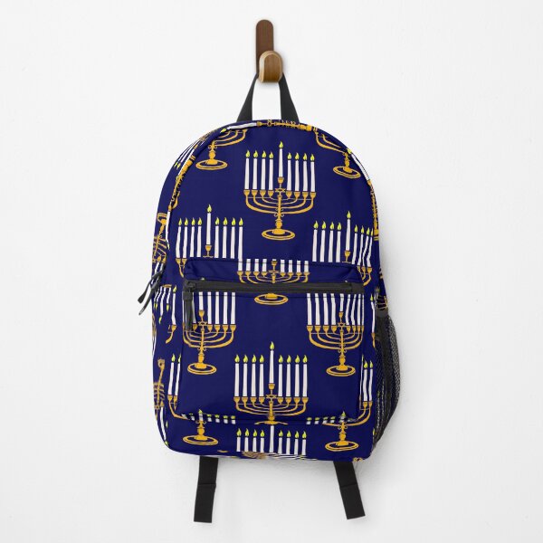 Item preview, blue menorahs hanukkah jewish print designed and sold by Gossip Rag.