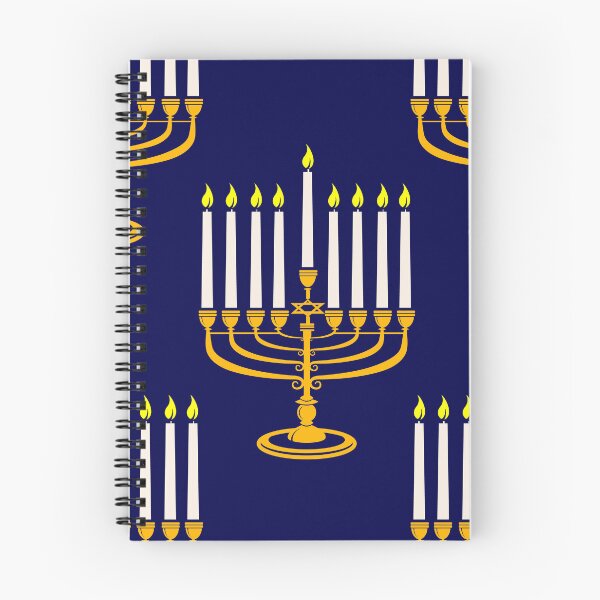 Item preview, blue menorahs hanukkah jewish print designed and sold by Gossip Rag.