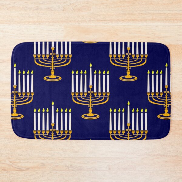 Item preview, blue menorahs hanukkah jewish print designed and sold by Gossip Rag.