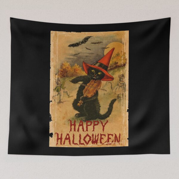Item preview, Happy Halloween Vintage Cat & Fiddle designed and sold by LarkDesigns.