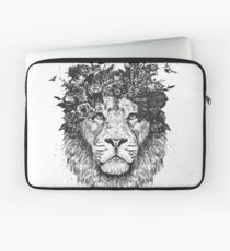 Blumenlöwe (b & w) Laptoptasche