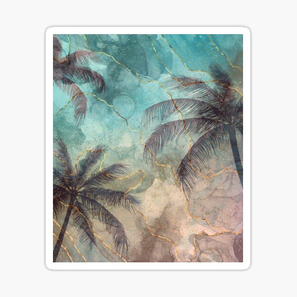 Item preview, summer gold marble palm tree pattern designed and sold by Beeroclock.