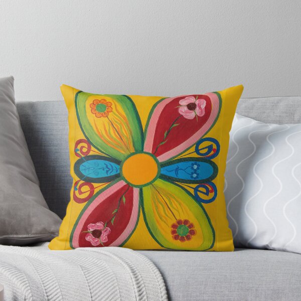 6 Point Butterfly Flower Throw Pillow