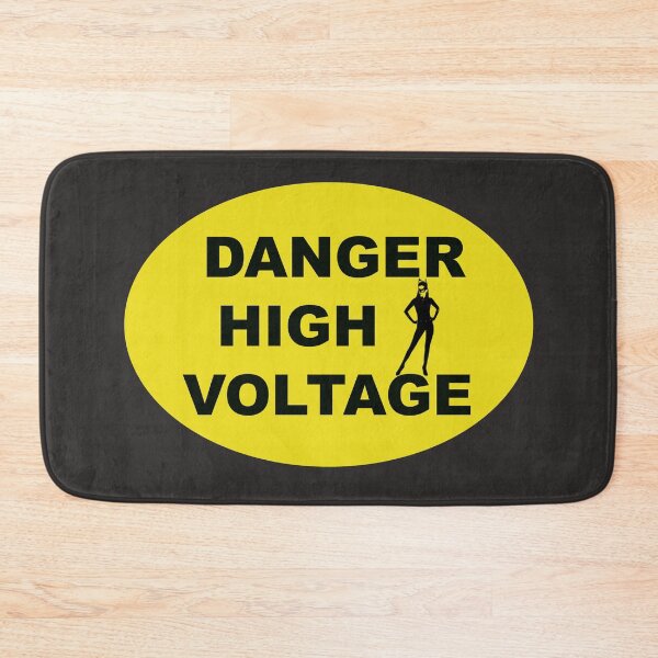 Item preview, DANGER HIGH VOLTAGE cat lady industrial style sign designed and sold by lobodelnoir.