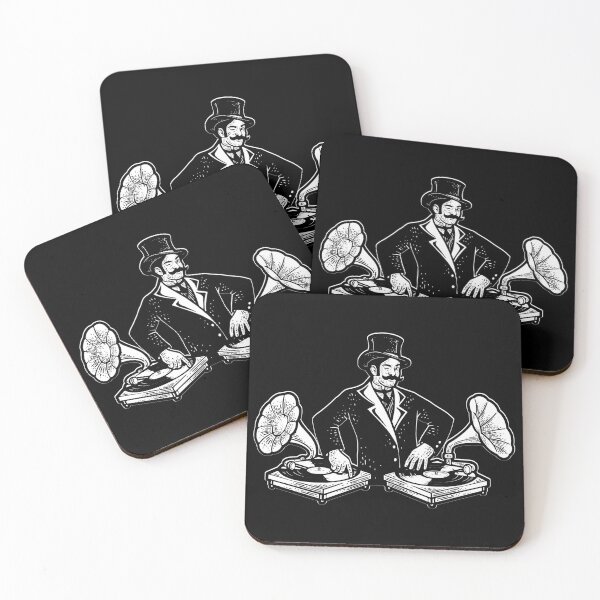 Item preview, DJ with vintage gramophones sketch vector. Black designed and sold by IronicEmpire.