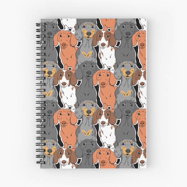 Item preview, Estampado de dibujos animados retro Dachshund, patrón de perro Wiener multicolor designed and sold by thecloudycorgi.