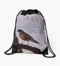 Matthew 6:26 scripture Drawstring Bag
