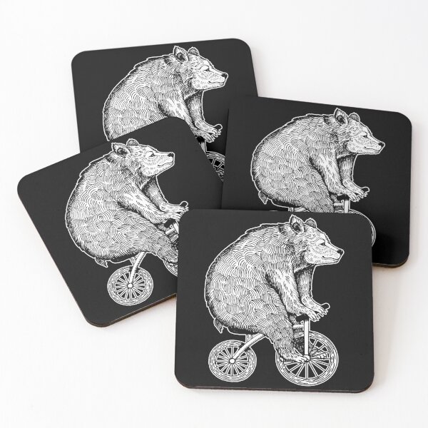 Item preview, Bear on bicycle engraving style vector. Black designed and sold by IronicEmpire.