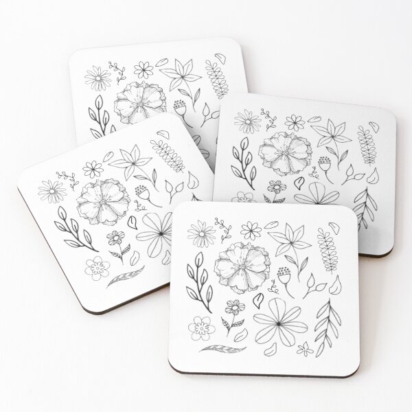 Item preview, floral pattern simple - black and white designed and sold by violetsareblue8.