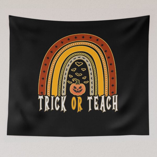Item preview, Rainbow Trick Or Teach Pumpkin Teacher Retro Vintage Halloween designed and sold by Countrysmart.