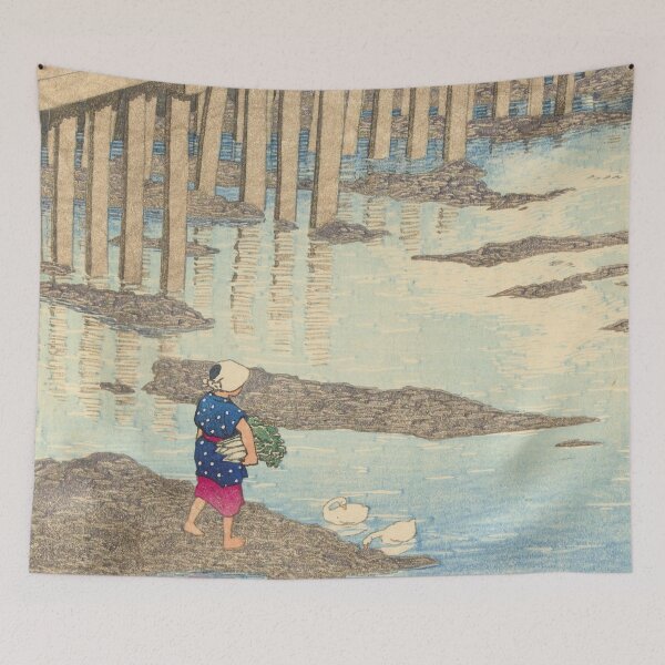 Item preview, The Gion bridge in Hondo in Amakusa by Kawase Hasui designed and sold by Vintage Wall Art.