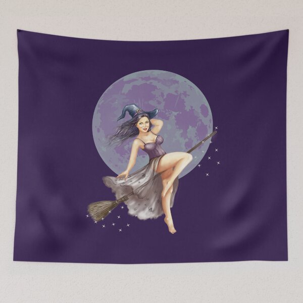 Item preview, Pin-up retro luna y bruja halloween designed and sold by ALesterDesign.