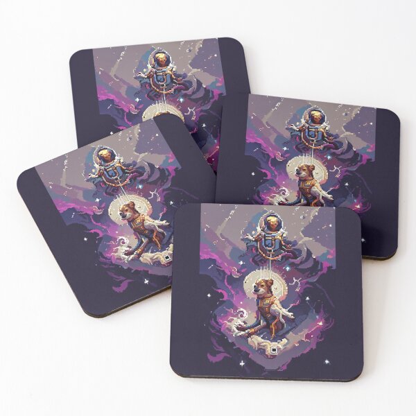Item preview, dog in space #4 animal tarot card designed and sold by AiAnimalCards.