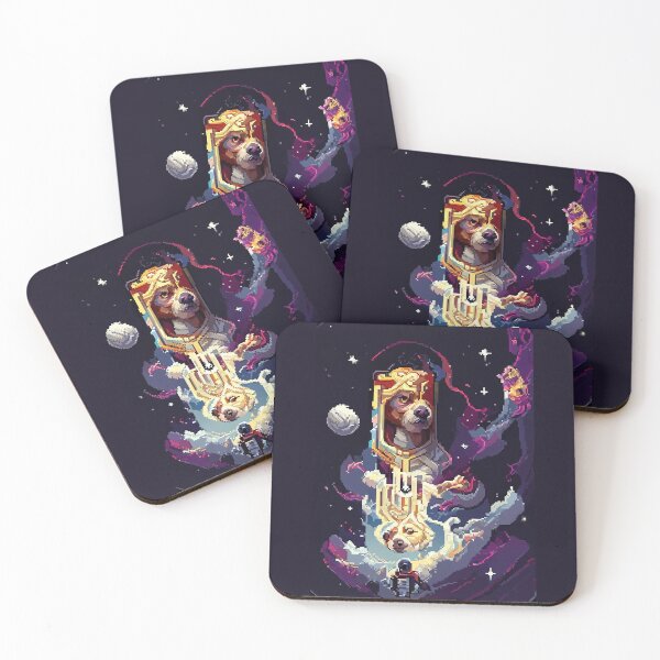 Item preview, dog in space #6 animal tarot card designed and sold by AiAnimalCards.
