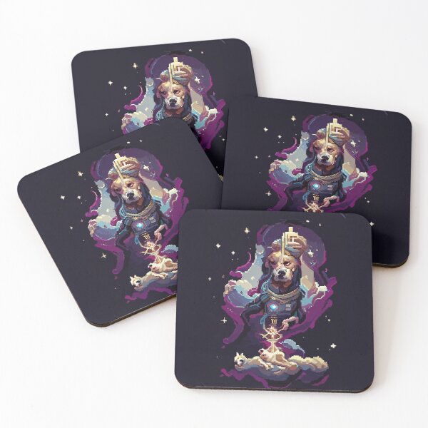 Item preview, dog in space #12 animal tarot card designed and sold by AiAnimalCards.