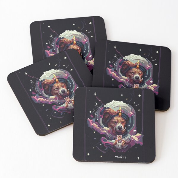 Item preview, dog in space #13 animal tarot card designed and sold by AiAnimalCards.
