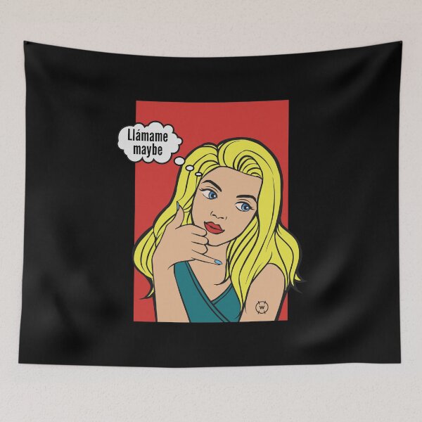 Item preview, Funny Llámame Maybe Pop Art Material Girl designed and sold by wingstar.