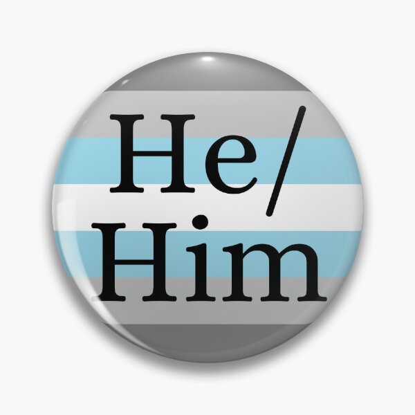 Item preview, He Him Demiboy Pronoun Gender Identity Pin designed and sold by prideXrainbow.