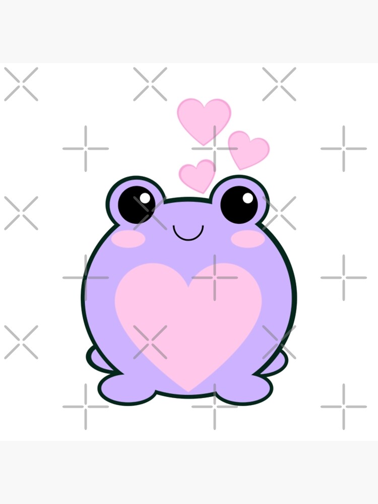 Cute and funny kawaii colorful pink cartoon love frog, cute kawaii pink  frog with pretty pink love hearts, kawaii frogs for frog lovers | Art Board