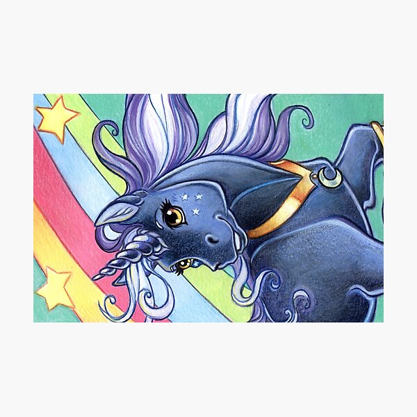 Midnight Unicorn Pony Photographic Print