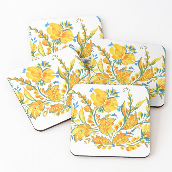 Item preview, Ukrainian art Petrykivka art Ukrainian flowers yellow-blue  designed and sold by Sunflower-7.