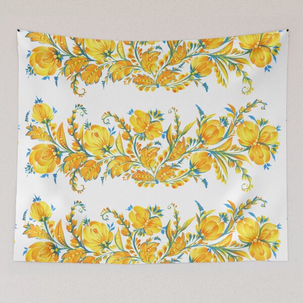 Item preview, Ukrainian art Petrykivka art Ukrainian flowers yellow-blue  designed and sold by Sunflower-7.