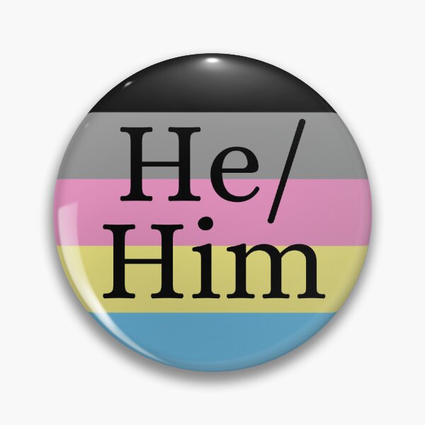 Item preview, He Him Polygender Pronoun Gender Identity Pin designed and sold by prideXrainbow.