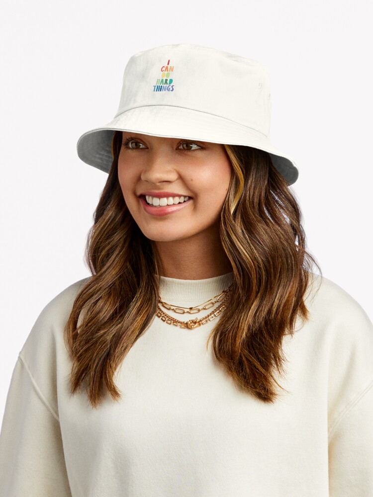 Thumbnail 5 von 6, Bucket Hat, Ich kann harte Dinge tun, druckbare Wandkunst, inspirierendes Zitat, Regenbogendruck, hart arbeiten Druck, Familienthemadruck, Back to School-Druck designt und verkauft von nocebee.