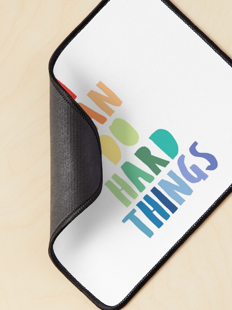 Thumbnail 2 von 5, Mauspad, Ich kann harte Dinge tun, druckbare Wandkunst, inspirierendes Zitat, Regenbogendruck, hart arbeiten Druck, Familienthemadruck, Back to School-Druck designt und verkauft von nocebee.