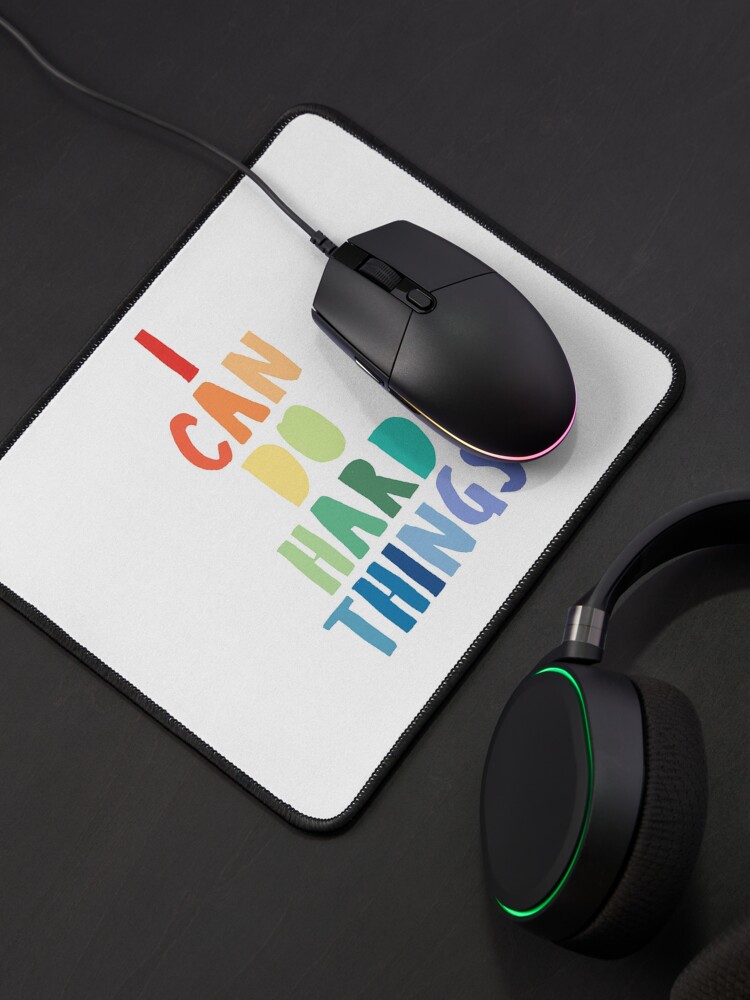 Thumbnail 4 von 5, Mauspad, Ich kann harte Dinge tun, druckbare Wandkunst, inspirierendes Zitat, Regenbogendruck, hart arbeiten Druck, Familienthemadruck, Back to School-Druck designt und verkauft von nocebee.