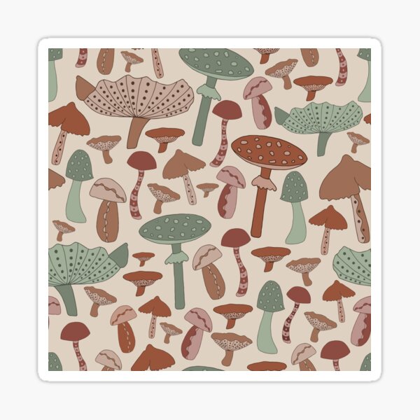 Mushroom Botanicals in Earthy Colors Sticker