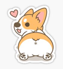 Fluffy Cute Corgi Butt Sticker