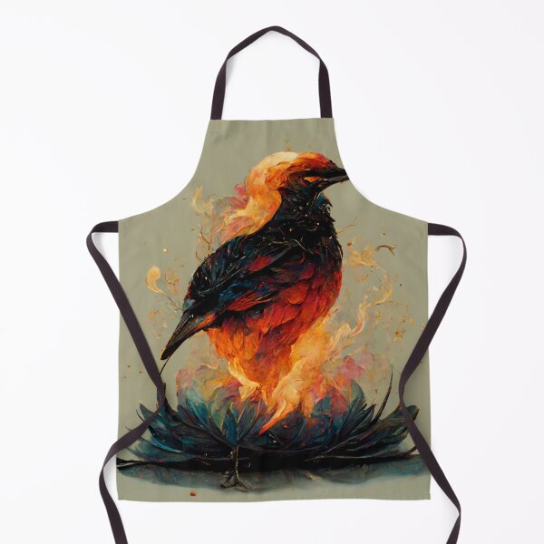 Item preview, Flame burning bird standing on a blue fire lotus designed and sold by Riverside-Moon.