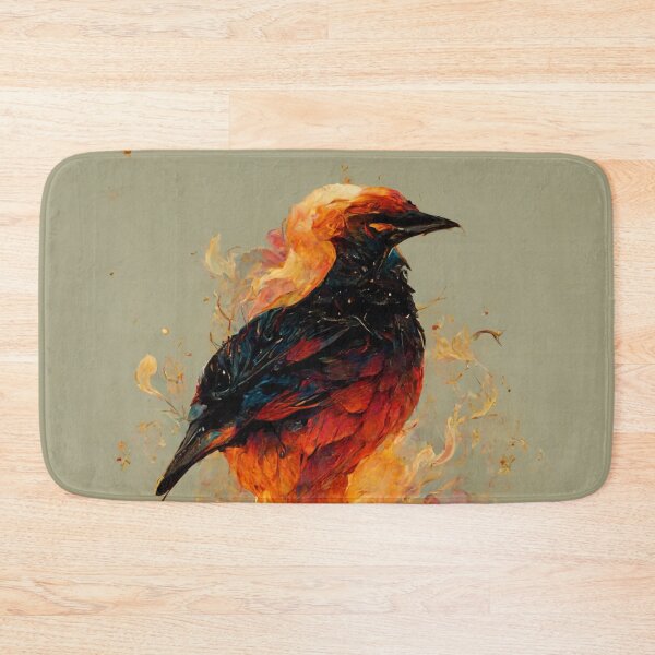 Item preview, Flame burning bird standing on a blue fire lotus designed and sold by Riverside-Moon.