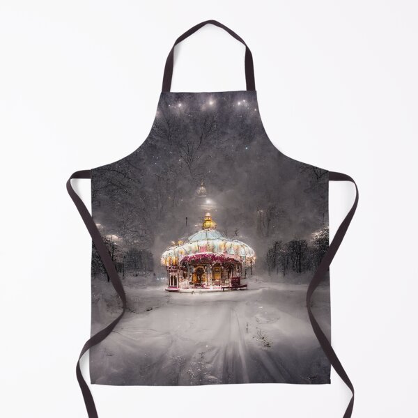 Item preview, White carousel in the snowy road designed and sold by Riverside-Moon.