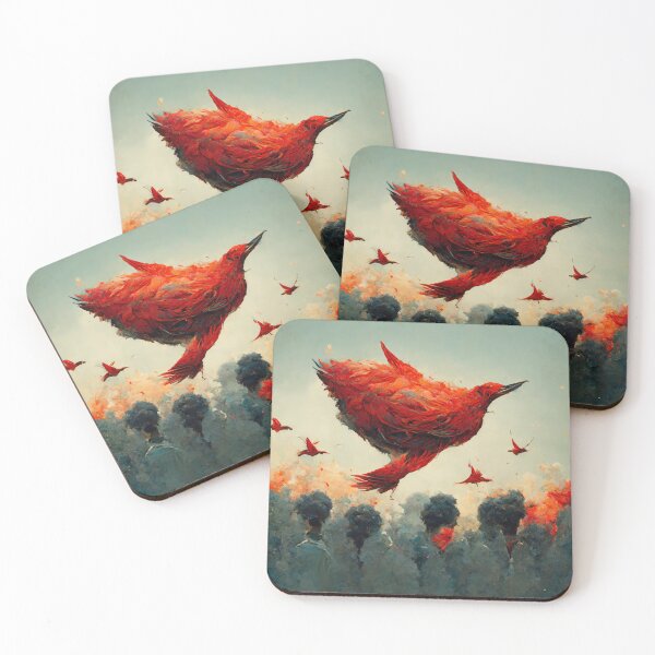 Item preview, A flock of burning red birds designed and sold by Riverside-Moon.