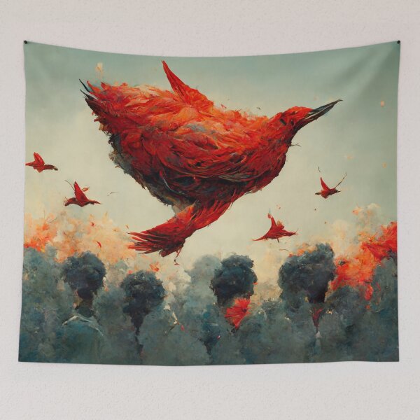 Item preview, A flock of burning red birds designed and sold by Riverside-Moon.
