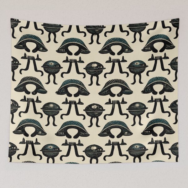 Item preview, Alien hieroglyphs seamless pattern designed and sold by Riverside-Moon.