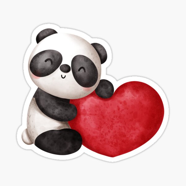 Cute Panda Holding Heart Sticker