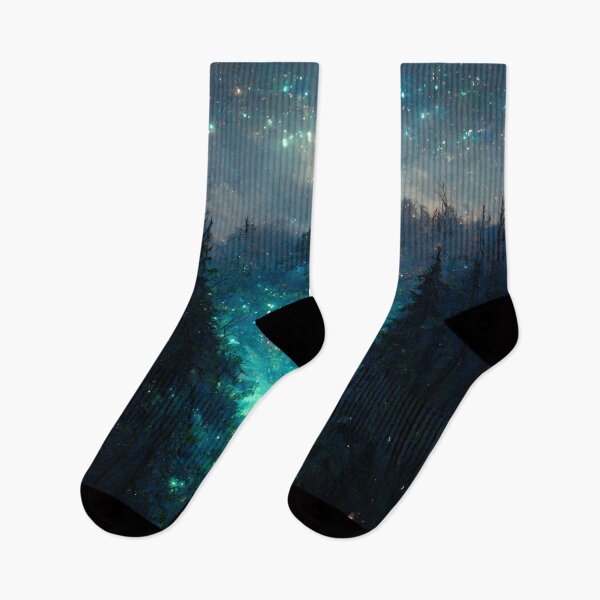 Item preview, Black hooded witch in a forest with magical blue stars in the sky designed and sold by Riverside-Moon.