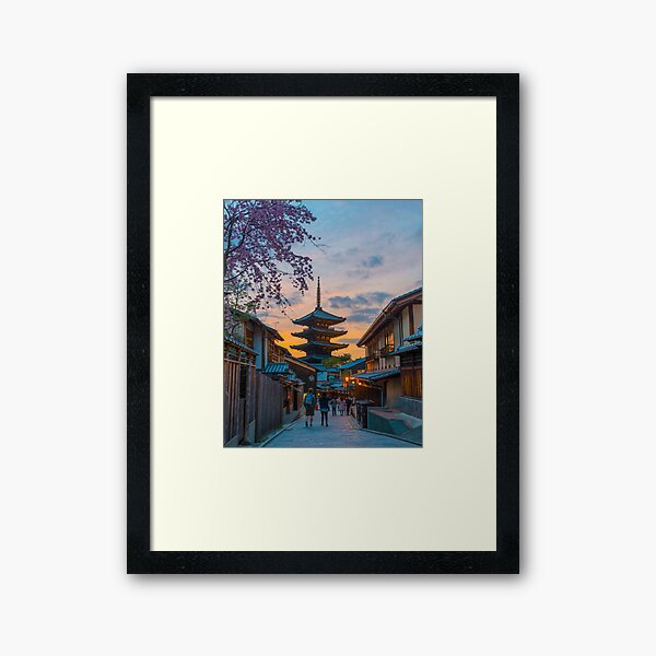 Kyoto Temple Sunset Framed Art Print