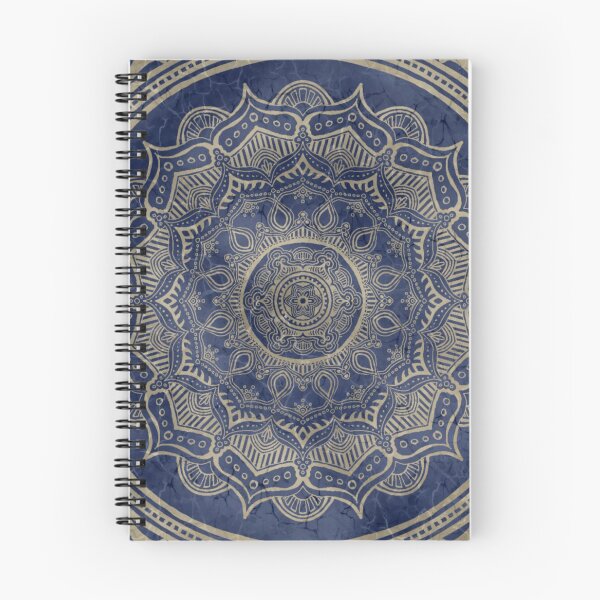 Item preview, blue and gold mandala swirl boho hippie pattern designed and sold by Jacob Thomas.