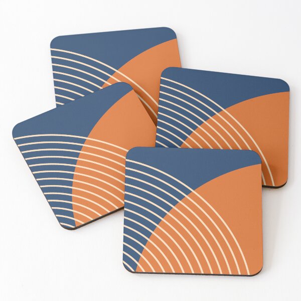 Item preview, Abstract Geometric Rainbow 7 in Navy Blue Orange designed and sold by nineFlorals.