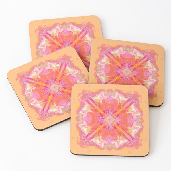 Item preview, Painterly Square Panel Pattern Orange Red Pink Fuschia, Pastel, Marbled designed and sold by ArticLotusShop.