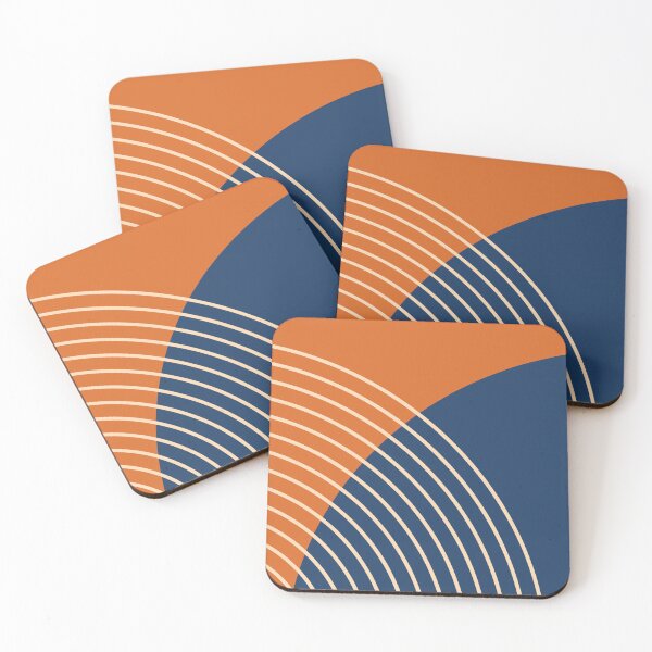 Item preview, Abstract Geometric Rainbow 8 in Navy Blue Orange designed and sold by nineFlorals.