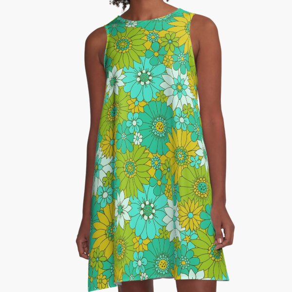 Item preview, Retro Daisy Floral - Lime designed and sold by latheandquill.
